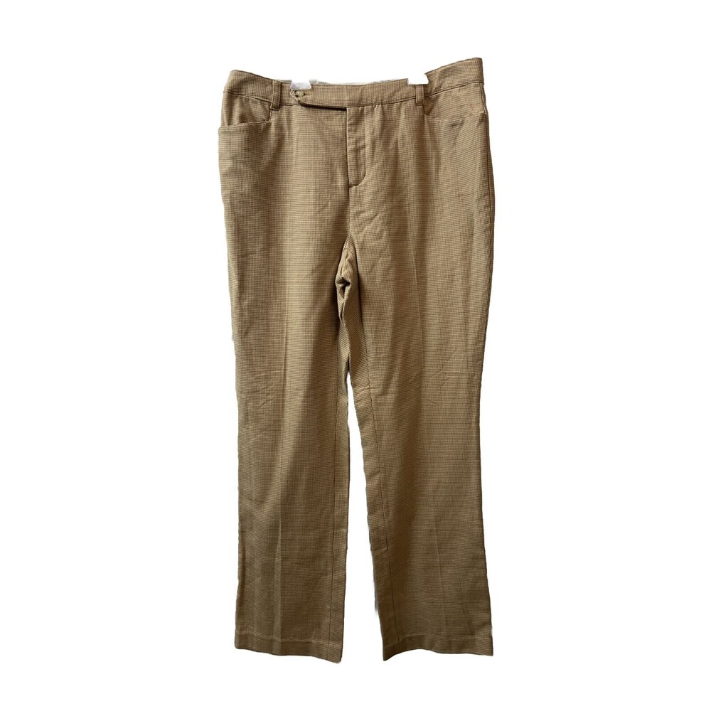 Lauren Ralph Lauren Adelle Pants Womens 14 W Tan Houndstooth  Cotton Stretch